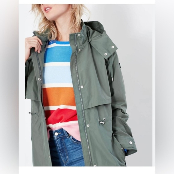 Joules Women's Waterproof Raincoat in Sage Green Size 16 - Picture 2 of 12